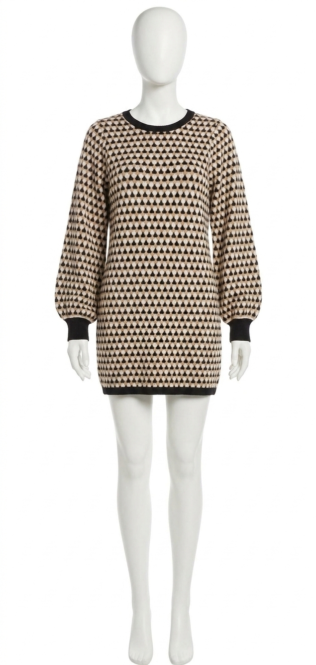 NEW SHOW ME YOUR MUMU marion sweater dress in geo black and brown